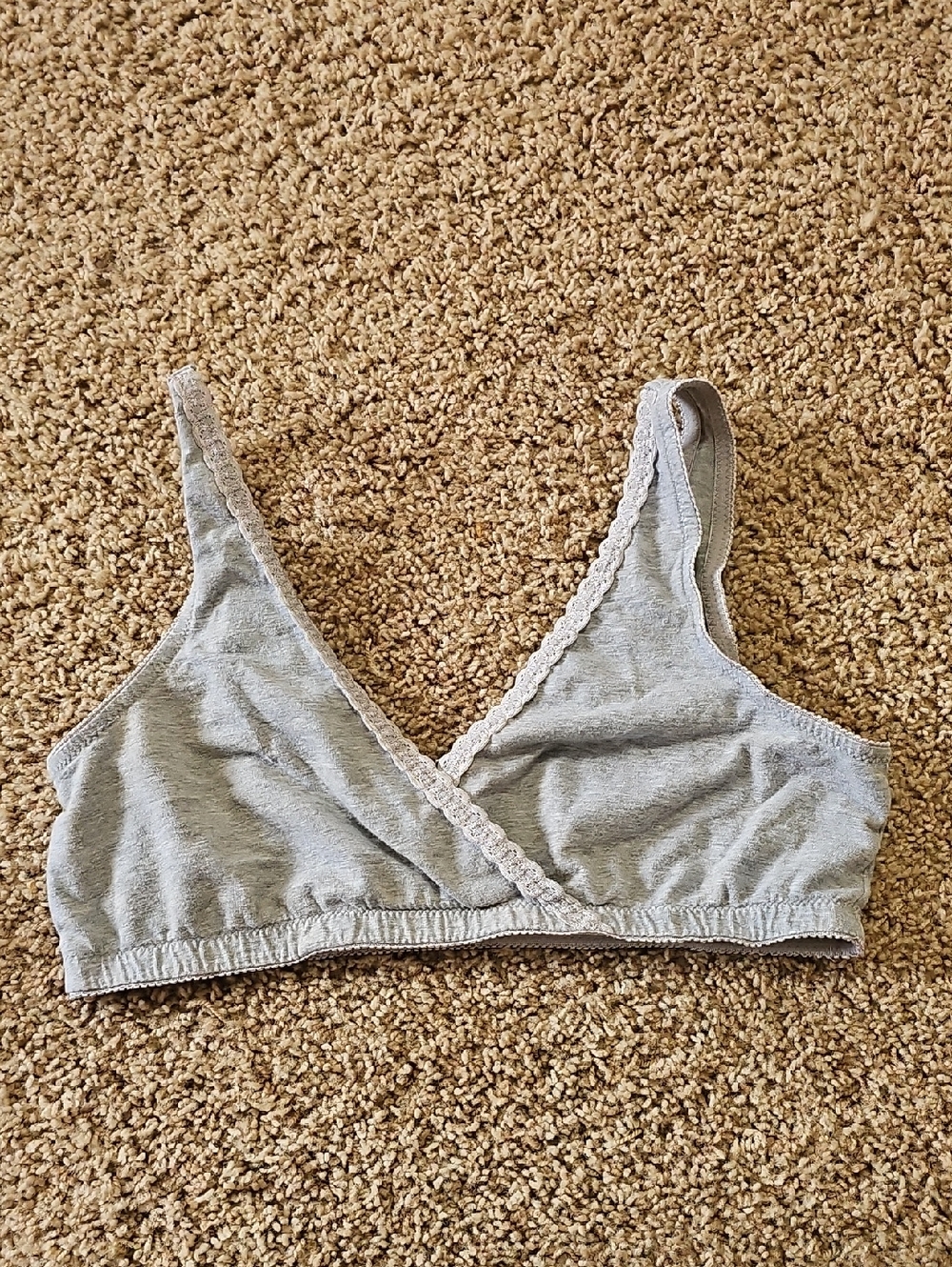 Motherhood Light Gray Lace-Trim Wireless Bralette